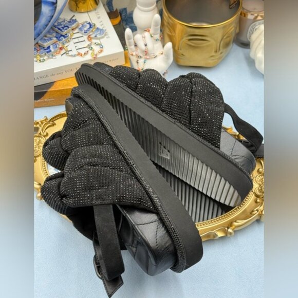 🆕 KURT GEIGER LONDON 🧿 NWOB Orson Knot Crystal Bejewelled Sandal, Black - Sz 7 - Picture 12 of 14
